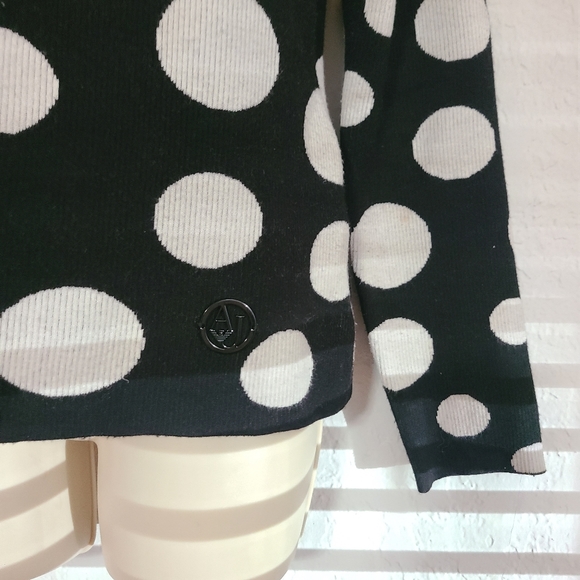 Armani Jeans Fitted Black & White Polka Dot Sweater Medium - Picture 6 of 9